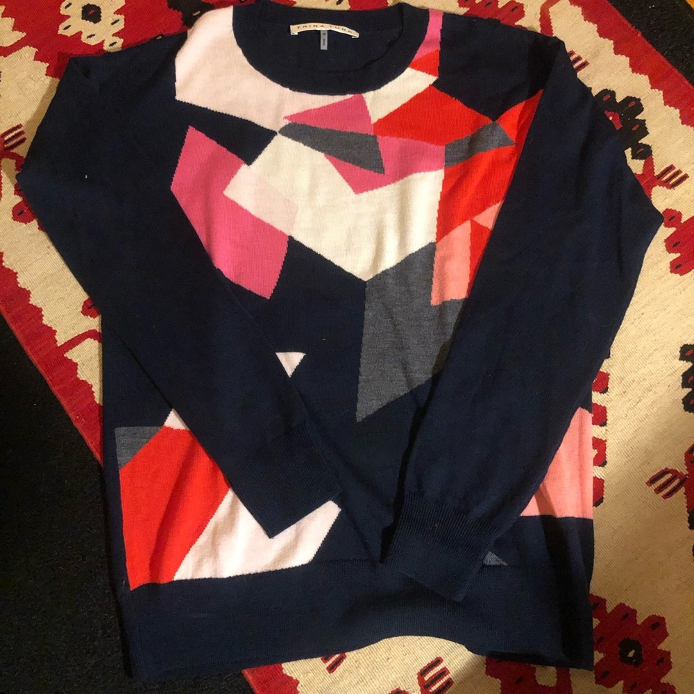 Trina Turk Geometric Design Wool Sweater